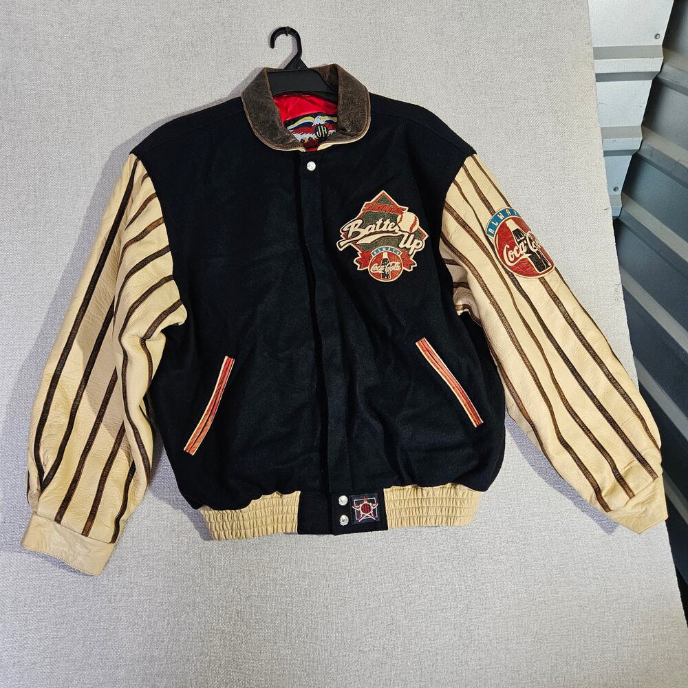 Rare Vintage Jeff Hamilton Sonic Coca-Cola Letterman Jacket L Leather Wool